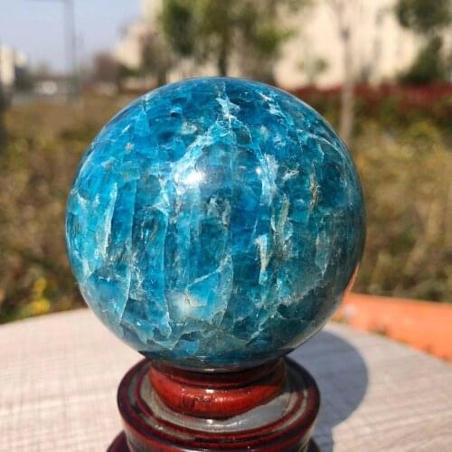 45-55mm Natural Blue Apatite Ball Sphere Quartz Crystal Mineral Healing