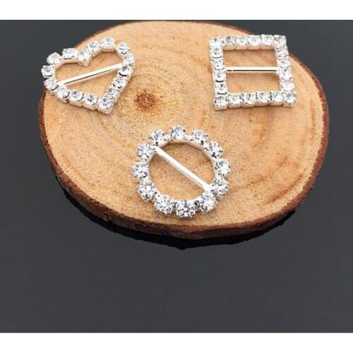 50 Pieces Round Square Heart Rhinestone Buckle Hair Jewelry Wedding Invitation Decoration Free Shipping