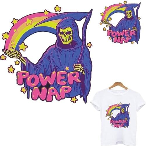 Applique thermo stickers on clothes POWER NAP stripes heat-sensitive patches iron on transfers for clothing custom patch tops
