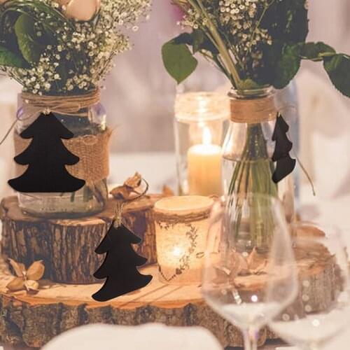 Wooden Hanging Mini Blackboard Christmas Tree Pendant Double-sided Decorative Chalkboard Decor Ornaments DIY Gifts Price Tags