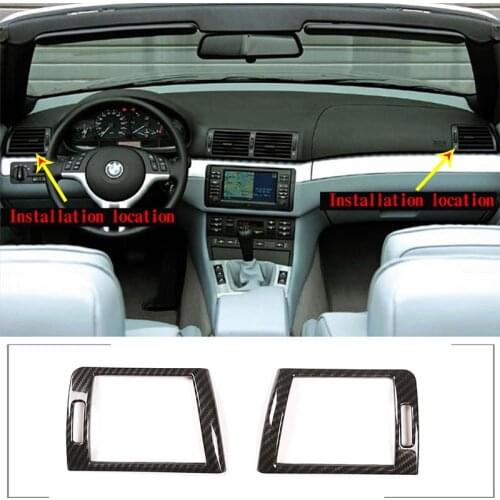For BMW 3 Series E46 98-04 ABS Carbon Fiber Car Dashboard Side Air Conditioning Air Outlet Decorative Frame Car Accessories