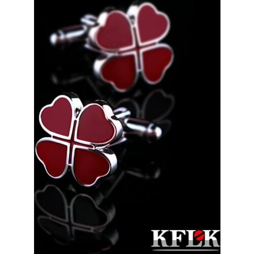 KFLK Luxury 2020 HOT shirt cufflinks for mens gifts Brand cuff buttons Red Clover cuff links High Quality abotoaduras Jewelry
