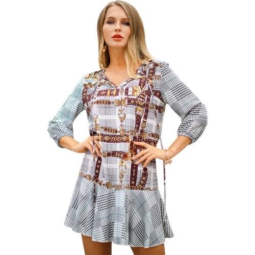 Suit-dress Heat Sell 2019 Early Spring New Product V Lead Short Fund Dress