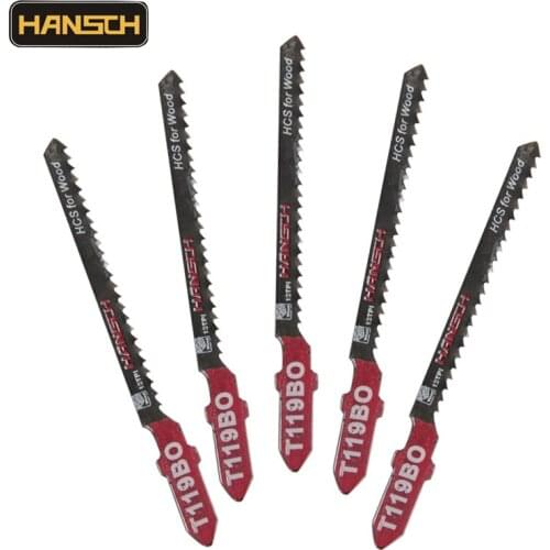 HANSCH 5Pcs 76mm Jig Saw Blades T119BO Wood Fast Cutting For Makita Dewalt Bosch Metabo Economic Power Tools