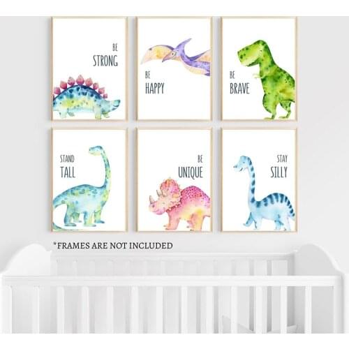 Cute Dinosaur Cartoon Animal Quote Nursery Nordic Posters And Prints Wall Art Canvas Painting Wall Pictures Baby Kids Room Decor