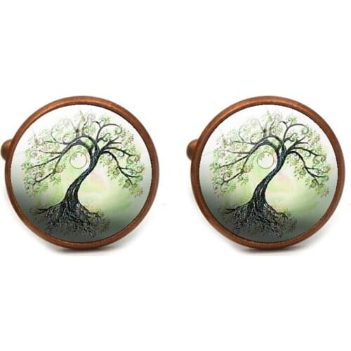 XK-XZXL0643 French Suits Cufflinks with Tree Pattern Retro Men Shirts Sleeve Nails Male Cuff Link for Collection