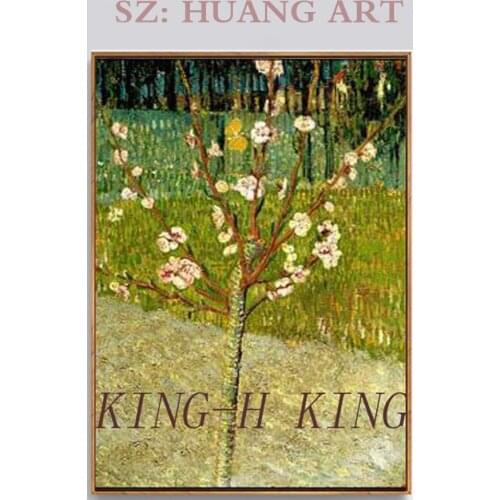 Wall Art Pink Peach Tree In Blossom Reminiscence of Mauve Hand Made Reproduction Vincent Van Gogh Oil Paintings On Canvas