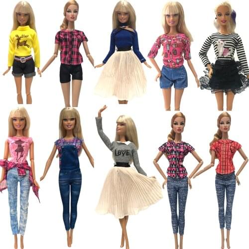 NK 10 Pcs /Set Doll Dress Handmade Outfit Fashion Clothes Casual Party Dress Suits For Barbie Doll Best Gift Baby Toys 019A