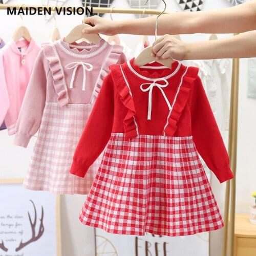 New Long sleeve kids costume Girls Dress of Girls 2-7y Kids princess Party Sweater Knit dress 2021spring Baby girl clothes