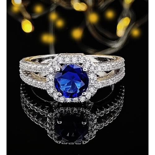 925 Sterling Silver Wedding Engagement Rings Blue for Women Wholesale finger fashion design anniversary party gift Jewelry R1104