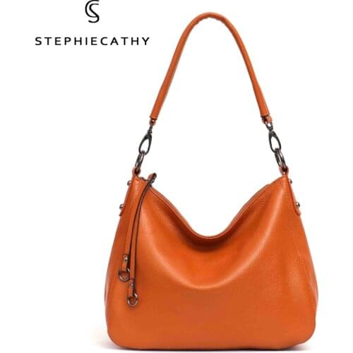 SC Luxury Genuine Leather Handbags For Women Solid Color Real Leather Hobo Crossbody Bag Ladies Fashion Shoulder Messenger Bolsa