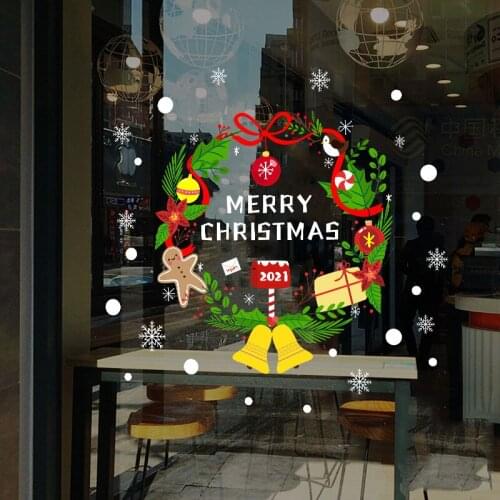 Christmas Static Window Stickers Self Adhesive Waterproof Wall Stickers Stained Glass Pegatinas De Pared Home Decor DE50ZST