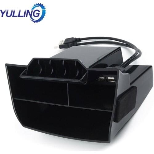YULLING For Honda Civic 2016 2017 2018 2019 Interior Accessories Car Black ABS Inner Console Central Storage Box with USB Port
