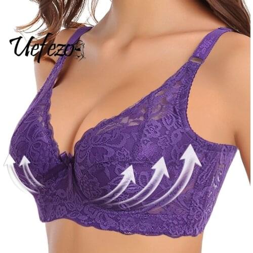 2021 New Plus Size Bra Ultrathin Lace Bralette For Woman Push Up Brassiere Adjustable Full Cup Bras Underwear Girls