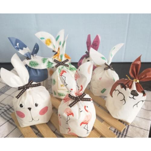 1PC Cute Rabbit Ear Cookie Bag Gift Bag For Candy Biscuits Snack Baking Package Wedding Favors Gifts Easter Decoration