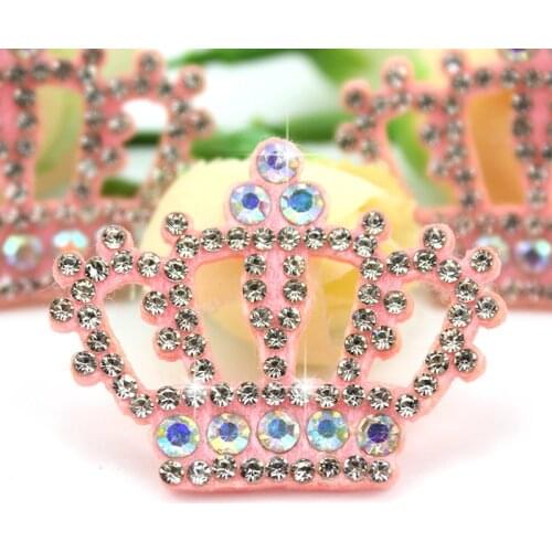 20Pcs 3*3.8cm Rhinestone Crown Appliques for Baby Hair Clip Headwear Crafts Cap Shoes Jeans Patches Decor Accessories Wholesale