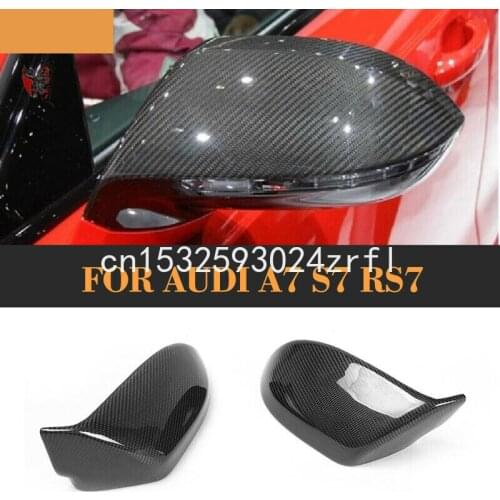 2pcs Carbon Fiber Side Door Wing Mirror Replacment Cap Cover Fit For Audi A7 S7 2011-17