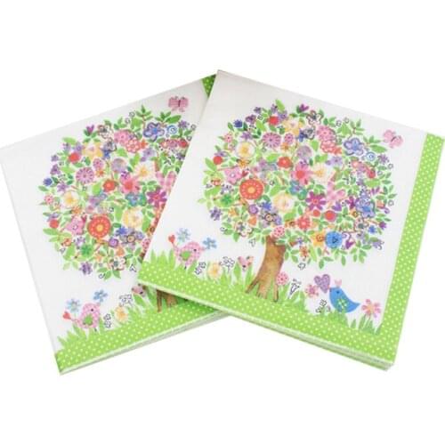 20Napkins/lot 33*33cm Rich Tree Napkins Color Printed Napkins Birthday Wedding Anniversary Days Party Paper Towel Decoration