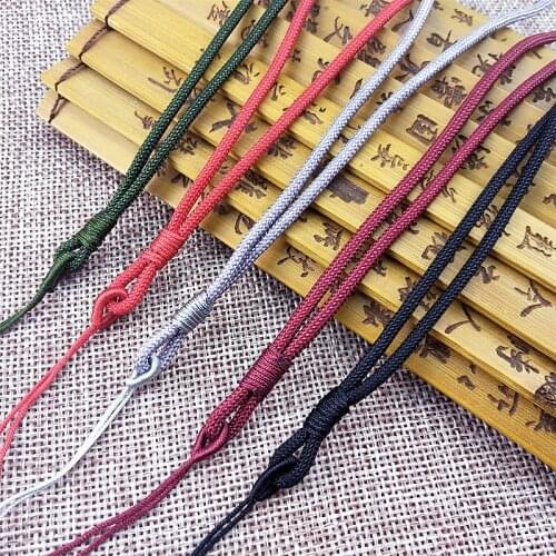 3pcs Hand Knited Necklace Silk Thread Knot Cord For Pendant- Black Double Beads