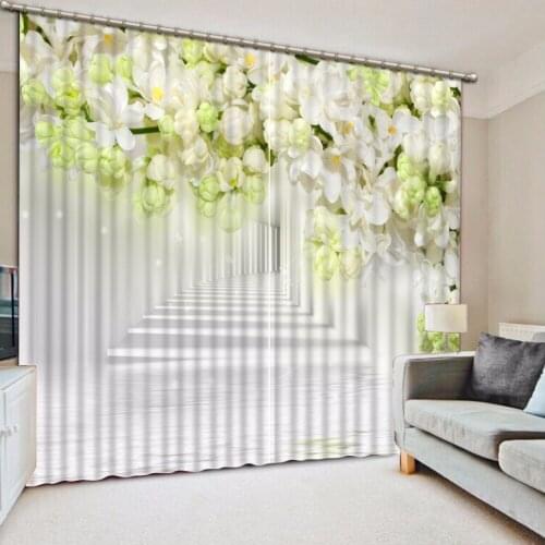 3D Curtain Customize Size Reflective Space Flowers Window Curtains Bed Living Room Office Hotel Cortinas 3D Window Curtain