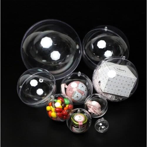Transparent Ball Open Plastic Clear Bauble Ornament Christmas Party Hanging Pendant Gift Package Supplies 5/10pcs 3/4/5/6cm
