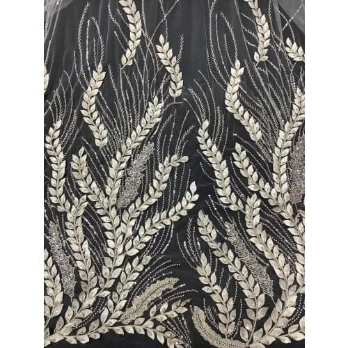 5yards/pc) High quality 3D flowers appliqued wedding tulle lace with beads embroidery white French net lace for party FAX019