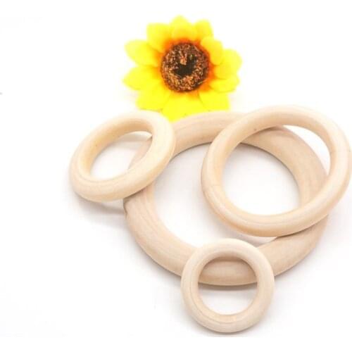 Chenkai 50PCS 7cm Natural Wood Unfinished Wood Rings Wooden Teethers For DIY Infant/Baby Necklace Bracelet Accessories