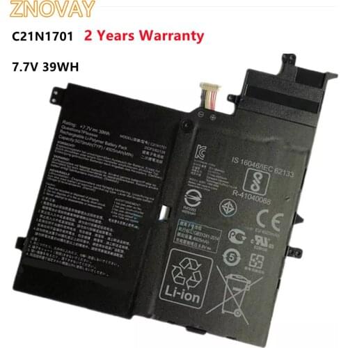 ZNOVAY C21N1701 Battery For ASUS VivoBook K406UA S460UA S460U S406UA-BM360T S406UA-BM146T S406UA-BM148T C21PQC5 7.7V 39WH