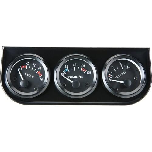 3 in 1 Car Voltmeter Oil Temp Oil Pressure Gauge Triple Meter DC 12V 52mm Cars Digital Alarm Meters Auto Replacement Parts