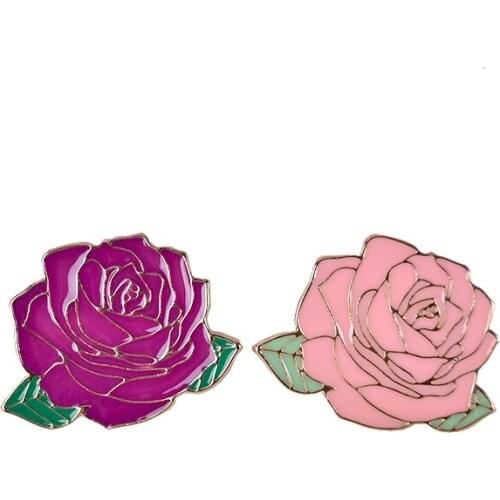 Free shipping 10PCS/ LOT wholesale fashion bag shirts jean accessories metal enamel rose flower brooch pin badge