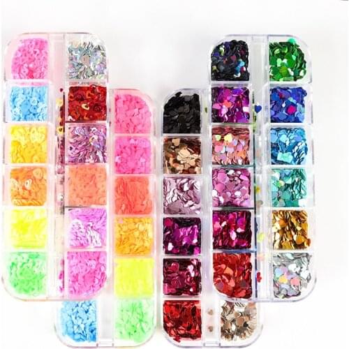 4 PCS/Set Valentines Love Nail Art Glitter Sequins Decoration Art Sets Manicure DIY Mini Heart Shiny Flakes Nails Accessories