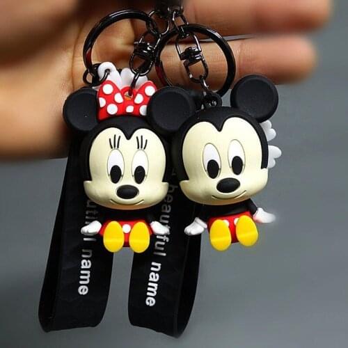 Dinsey Lovely Mickey Minnie Mouse Doll DIY Keychain Action Figure Key Chain Bag Ornaments Girl Gift