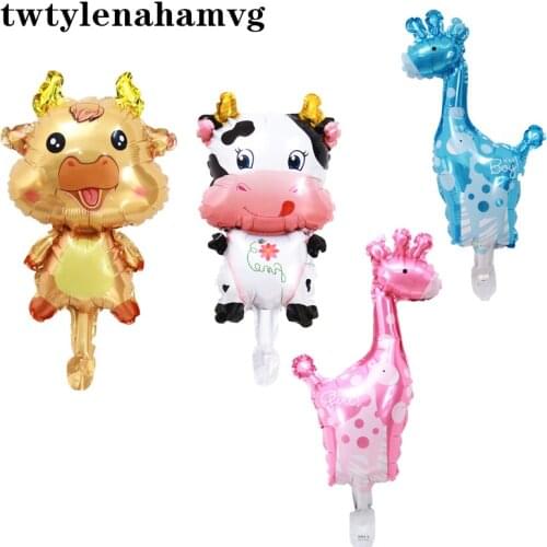 New Mini Size Cartoon Animal Kid Toy Foil Balloon Zoo Photo Props Childrens Day Birthday Party Farm Inflatable Decoration Gift