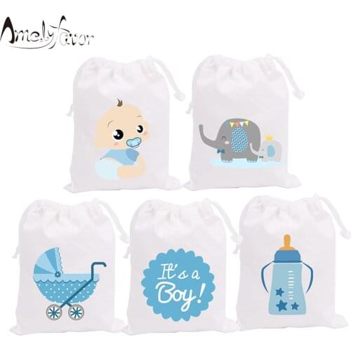 Boy Baby Shower Theme Party Bags Candy Bags Gift Bags Elephants Feeder Decorations Grand Event Birthday Party Container Supplies