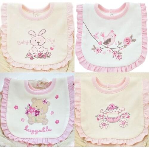 Cotton Double Layers Baby Bibs Kids Cute Pink Lace Saliva Towel Infant Girl Boy Burp Cloths Toddler Feeding Babador Baby Stuff