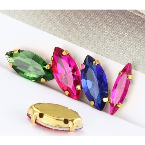 50pcs All Size Nevatte Crystal Glass Sew on Rhinestones with Golden Claw Stones for Craft Diy Clothing Shoes Bag Decoration