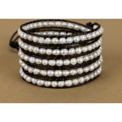 Classic Fashion Wrap Bracelet Irregular Freshwater Pearl Leather Wrap Bracelet Bracelets Pearl Jewelry Gift Dropshipping