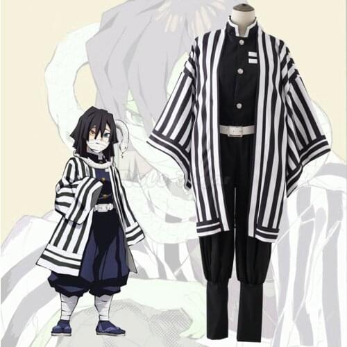 Demon Slayer Iguro Obanai Cosplay Costume Anime Kimetsu No Yaiba Adult Men Halloween Party Show Kimono Full Sets Wig C65M206