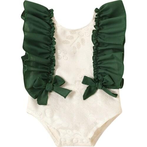 Ma&Baby 3-24M Summer Newborn Infant Baby Girl Ruffles Romper Vintage Lace Green Sleeveless Jumpsuit Clothing Costumes