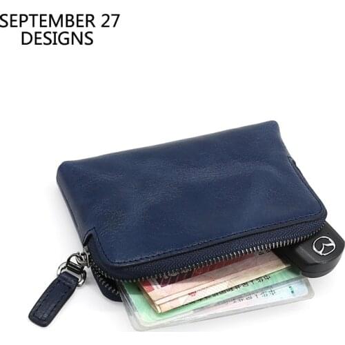 New Fashion Key Purses Women Genuine Leather Luxury Men Small Zipper Wallets Housekeeper Keychain Cowhide ID Driving License Bag