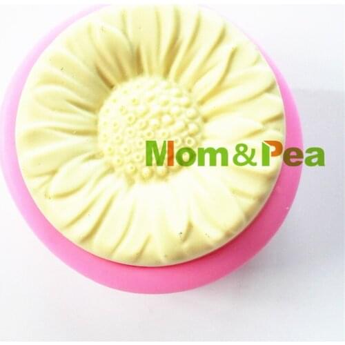 Mom&Pea 0775 Free Shipping Sunflower Shaped Silicone Soap Mold Cake Decoration Fondant Cake 3D Mold Food Grade