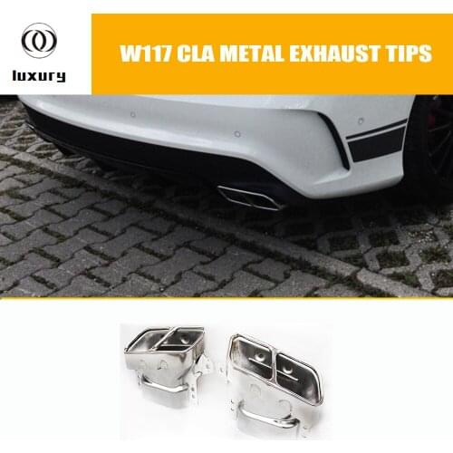 Stainless Steel Siver Rear Exhaust Muffler End Tips for Mercedes-Benz C117 W117 Cla180 Cla200 Cla250 Cla45 Amg 2014 2015 2016