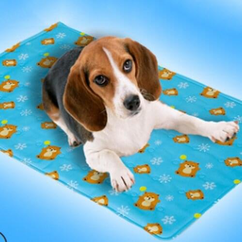 Dog Cooling Mat Pad Summer Dog Beds Mats Blue Pet Ice Pad Cool Cold Silk Moisture-Proof Cooler