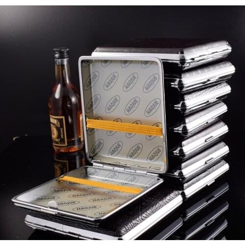 Personalized artificial leather Pocket cigarette case Storage box holder 20pcs Cigarettes Capacity Portable Smoking Accessories