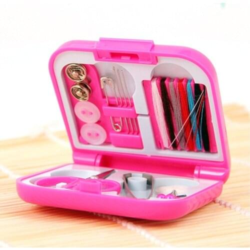 Portable Travel Sewing Set Kits Storage Box Needle Threads Scissor Thimble Buttons Pins Home Sewing Accessories Sewing Tools