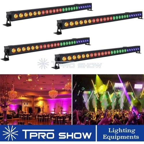 4Pcs DJ Light Bar 24x3W RGB LED Wall Wash Stage Lighting Effect Colors Chase Strobe Light Up Wedding Party Backdrop Up Lighting