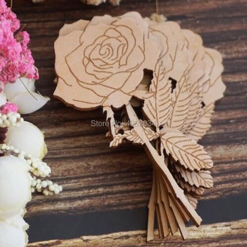 Rose Flower And Stem Craft Shapes 3mm Plywood Flowers Plants And Tree
