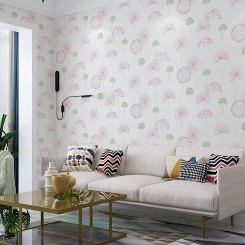 Blue Pink Flower Wallpaper Sticker Girl Kids Room Background Decor Peel and Stick 3d Dandelion Floral Wall Papers Murals J106