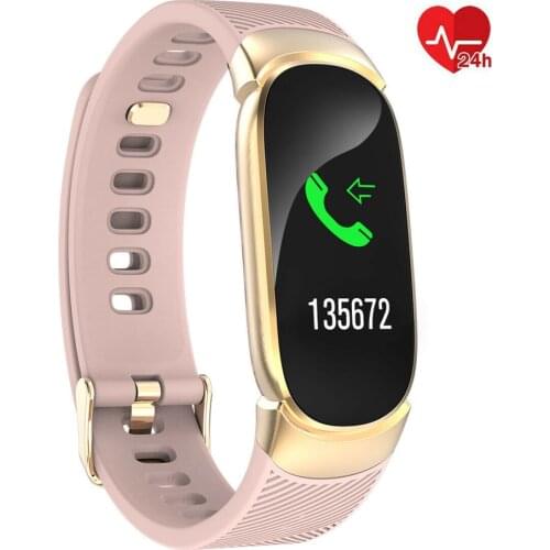 Sports Waterproof Smart Wristband Metal Case Women Smart Bracelet Band Bluetooth Heart Rate Monitor Fitness Tracker Smart Watch