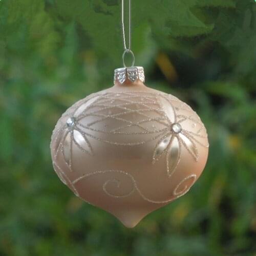 12pcs/pack Diameter=8cm Pink Series Onion Shaped Hanging Glass Pendant Christmas Tree Decoration Festival Wedding Friend Gift